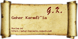 Geher Karméla névjegykártya